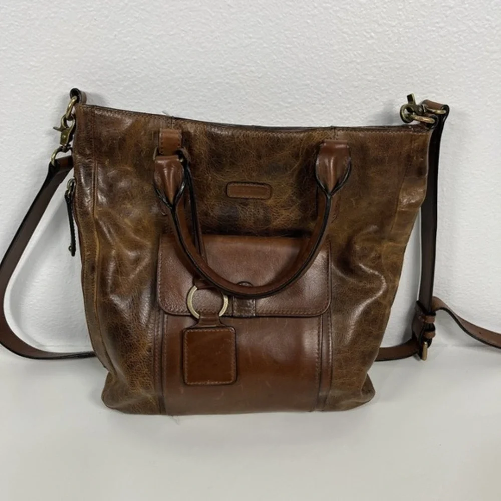 Ellington‎ Brown Leather Tote Bag with Front Pocket